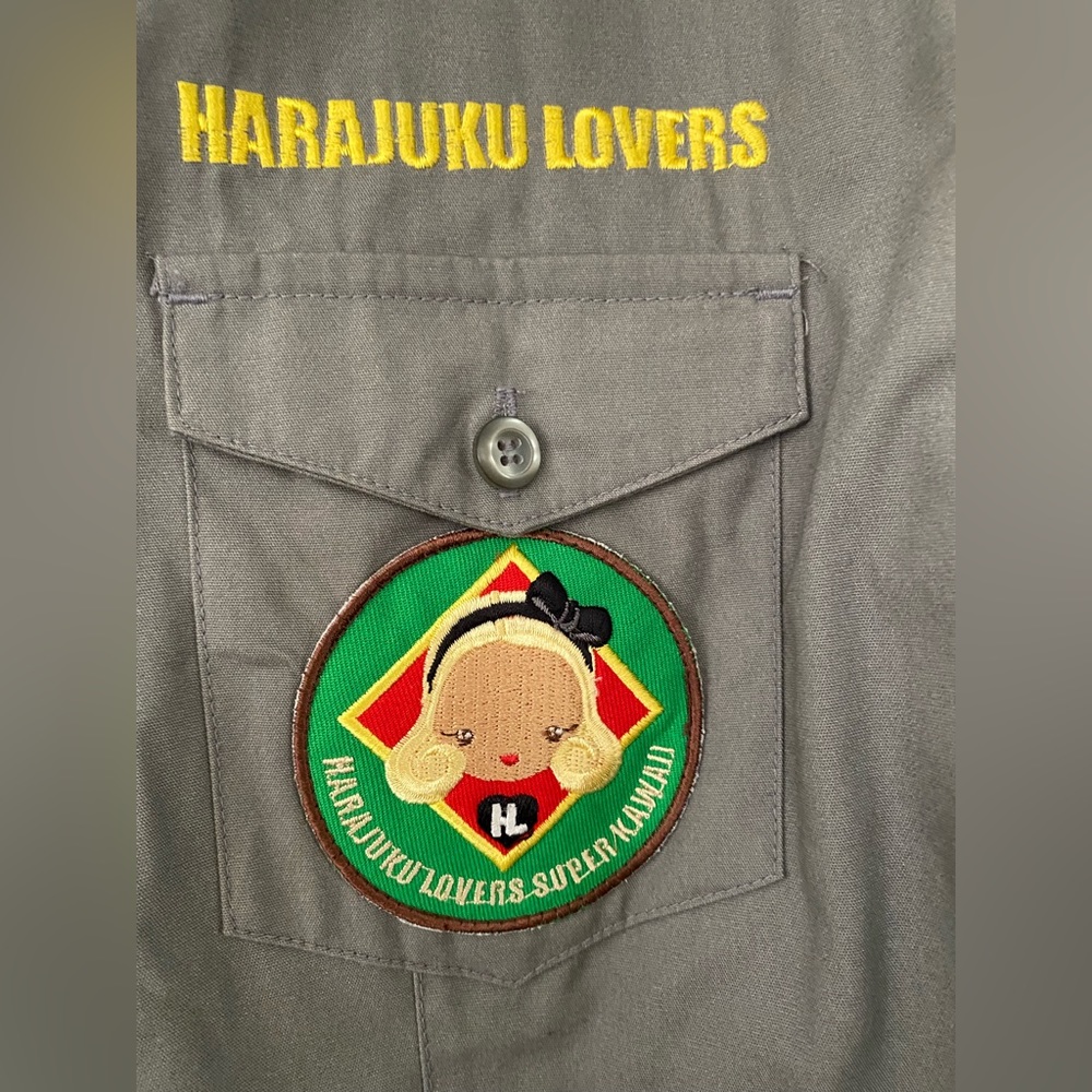 Harajuku Lovers not L.A.M.B Gwen Stefani scout military camp shirt rare NWOT XL - Picture 3 of 15